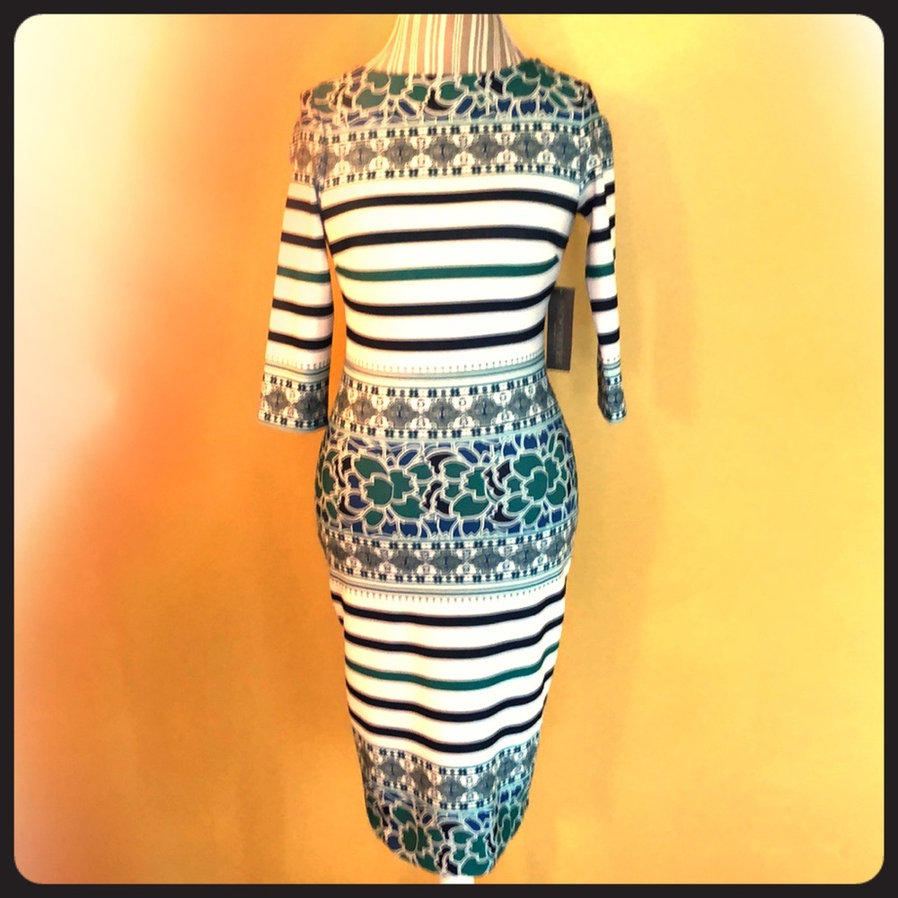 NWT New York & Co Stripe Midi Dress Sz XS Petite